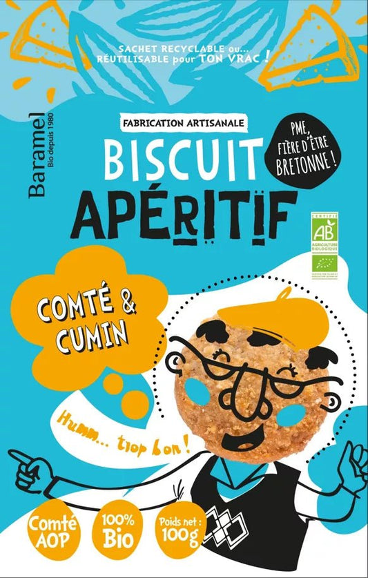 Biscuit salé "Comté AOP - Cumin" Bio en sachet refermable - Breizh-Shopping.com