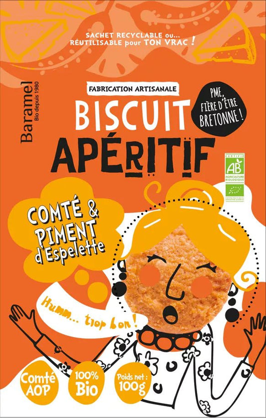 Biscuit salé "Comté AOP - piment d'Espelette" Bio en sachet refermable - Breizh-Shopping.com